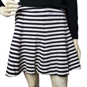 J. McLaughlin Black & White Striped Flared Skirt Womens Size Medium